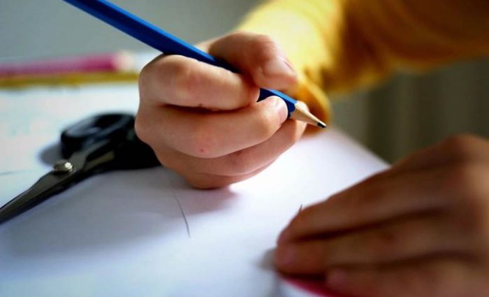 A close-up of a hand holding a pencil