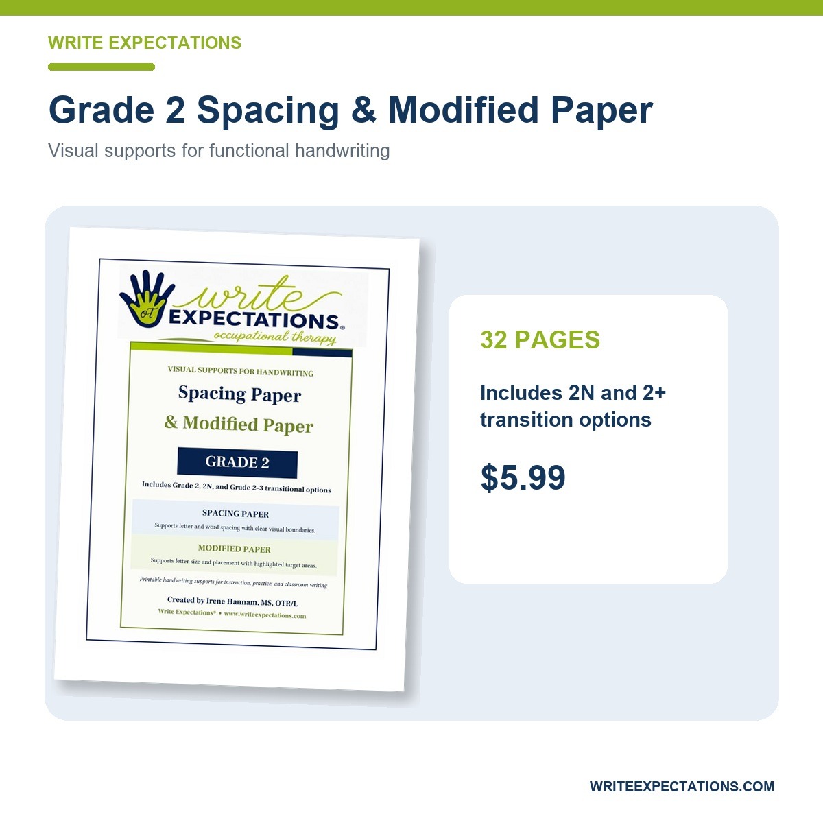 Grade 2 Spacing & Modified Handwriting Paper | Write Expectations